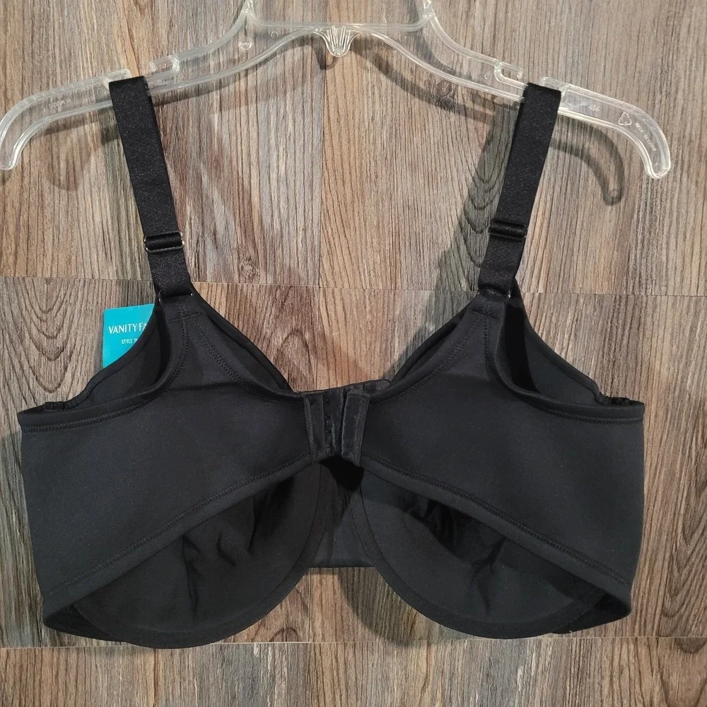 Vanity Fair Beauty Back Full Minimizer Bra Size 42G Black Stretch Lace Detail